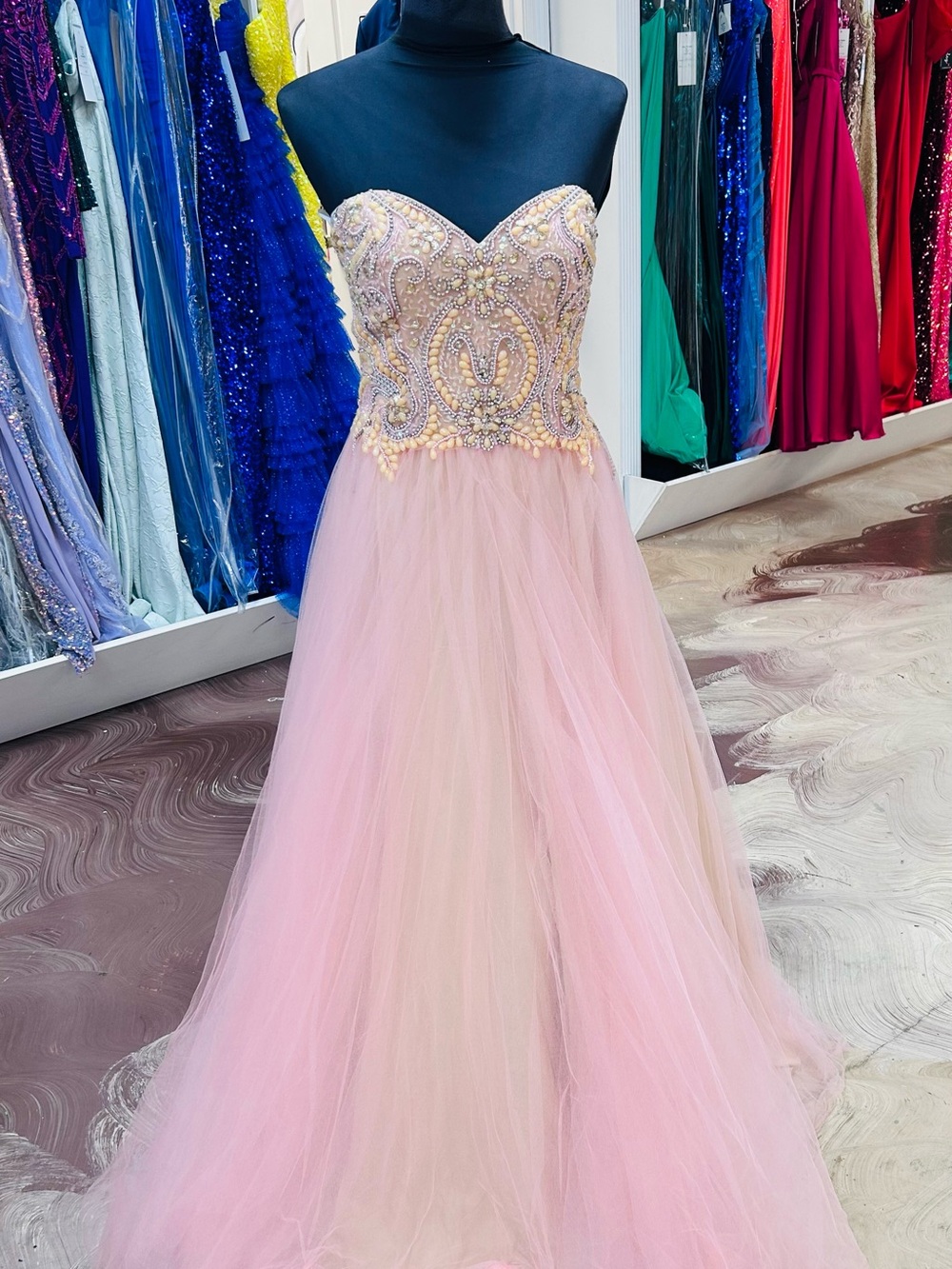 Terani Couture Coral-Nude Evening Gown